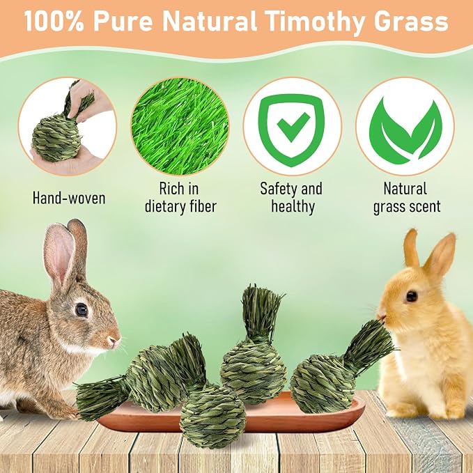 Hamiledyi Bunny Chew Toys Rabbit Rattan Grass Scratcher Climbing Tree Fun Tree Carrot Play Toys 4 Pcs Rabbit Chew Ball Timothy Grass Ball Small Animal Activity Play Chew Toys Teeth Grinding