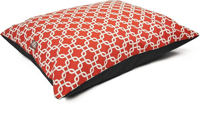 Majestic Pet Rectangle Large Comfy Non Slip Washable Dog Bed - Super Value Pillow - Dog Kennel & Crate Bed for Sleeping, Breed: Large - 46 x 35 Inch - Links Red
