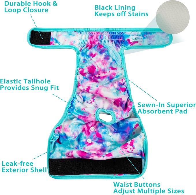 Leekalos Reusable Washable Dog Diapers Female (3 Pack) - Highly Absorbent Doggie Diapers - Size Adjustable Puppy Diaper for Dog Period Panties (X-Large)