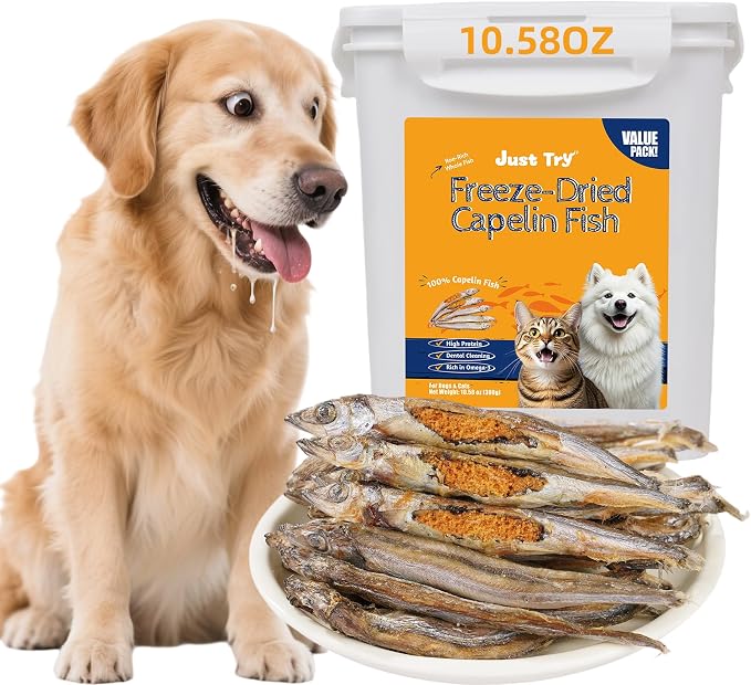 Just Try 10.58 oz Freeze Dried Minnows for Cat & Dog Treats Raw Single Ingredient High Protein Training Treats Pet Snacks Omega 3 for Skin Coat Health
