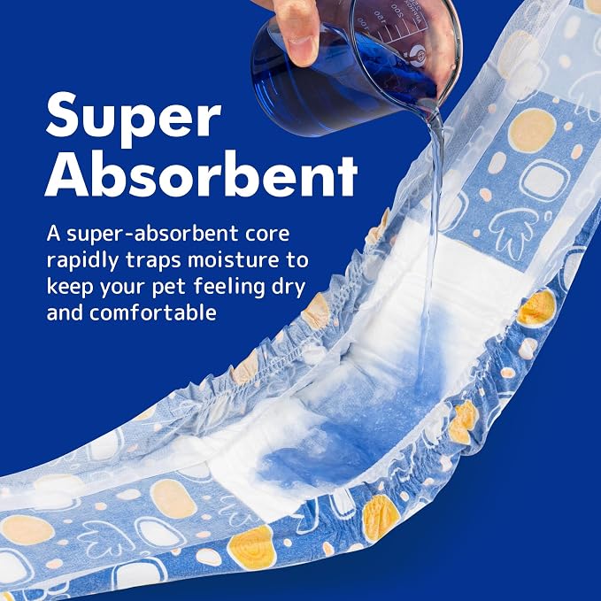MICOOYO Male Dog Diapers, Disposable Male Dog Wraps with Wetness Indicator, Super Absorbent | Leak Proof Doggie Diapers for Incontinence, Marking, Puppy Training, M,18-25-inch Waist, 50 Counts