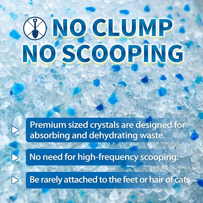 Made4Pets Cat Litter Crystals, Non Clumping Cat Litter Odor Control Kitty Litter Non Clumping No scooping Low Dust, Low Tracking, Lightweight, Dehydrates Waste,– 8.6 lbs (2 x 4.3 lb Packs)