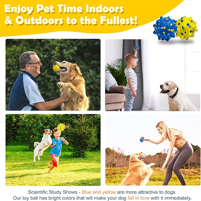 4PCS Indestructible Tennis Balls for Dogs, Dog Balls for Aggressive Chewers, Durable Bouncy Toy Balls, Interactive Toys Fetch Game, Lightweight Floating Medium