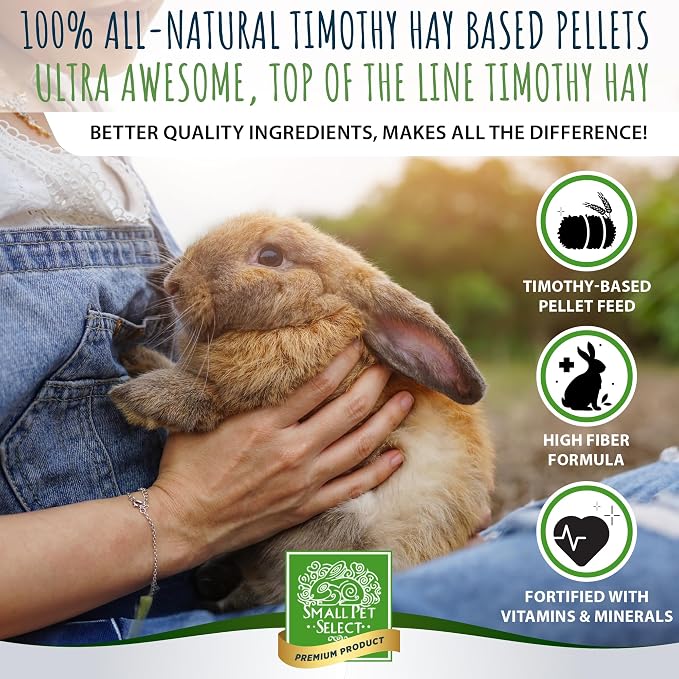 Small Pet Select Pet Rabbit Food, Pellets, Treats for Bunny Rabbits, for Health and Vitality, High Fiber Timothy Hay Based Formula, 40 lb
