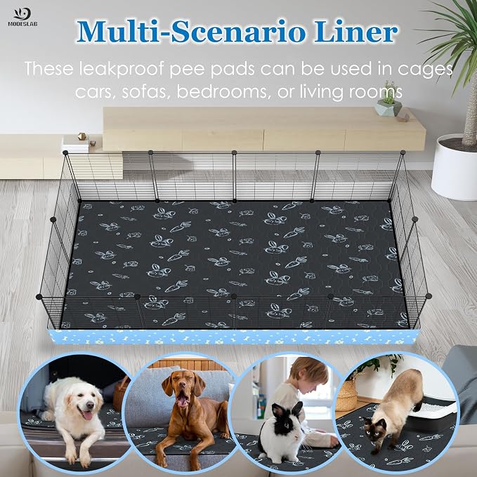 Guinea Pig Cage Liner Washable, 72in x 72in Ultra-Absorbent Guinea Pig Bedding for Cage Non-Slip Leak-Proof Pee Pads for Dogs Rabbit Bunny Cat Litter Mat, Navy