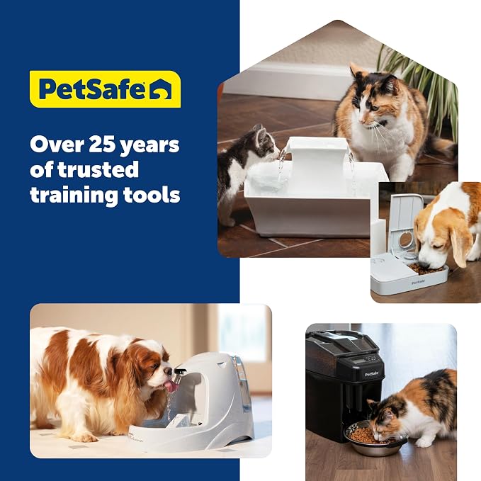PetSafe Ceramic Pet Fountain – for Cats and Small Dogs – 60 Oz Water Capacity – Whisper-Quiet Water Flow – Great for Shy or Timid Pets – Fresh, Filtered Water