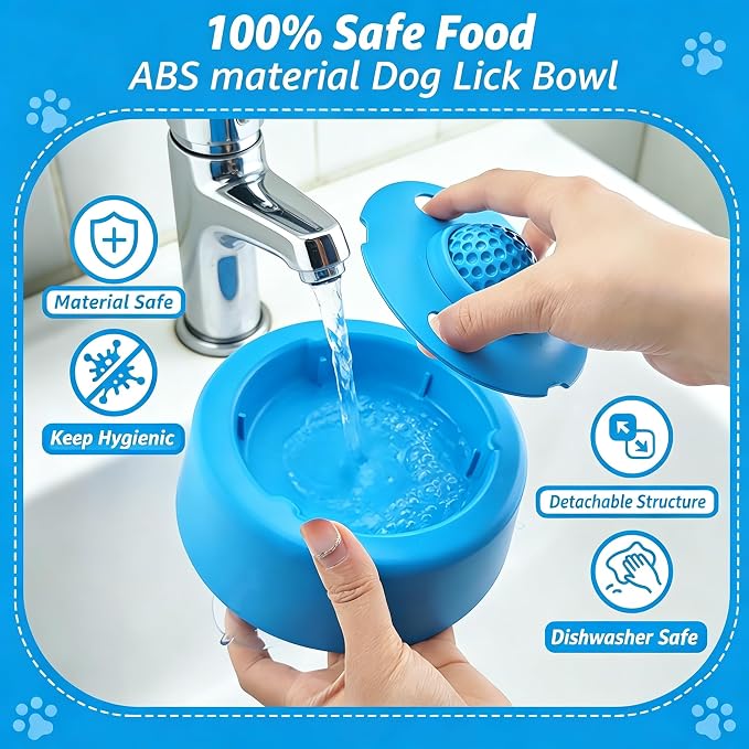 Slow Feeder Dog Bowls for Liquid Treats,Dog Licking Bowl with Rolling Ball Slow Feeder Bowl,Anti-Slip Spill-Proof Pet Dogs Lick Bowl Anxiety Relief Lickable Toys for Small and Medium Sized Dogs Cats