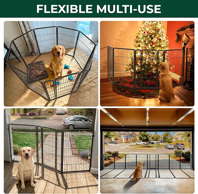 FXW Dog Gate Extra Wide Designed for Indoor Use, Adjustable Width Up to 55-inch Wide (40" H 2 Wire Panels for Medium and Large Dogs), Black