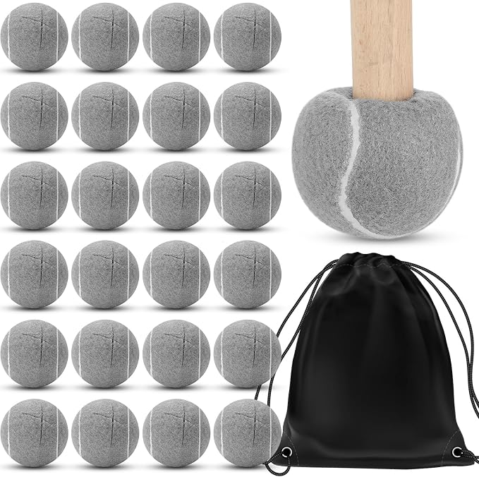 Macarrie 24 Pcs Precut Tennis Balls for Chairs Glide Balls Bulk Chair Leg Floor Protectors Chair Foot Covers with Storage Bag for Furniture Leg Floor Protection