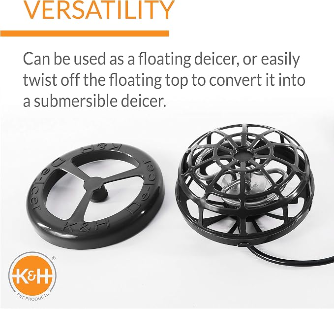 K&H Pet Products Pond Heater for Outdoor Ponds with Fish, Deluxe Thermo-Pond Perfect Climate Deicer, Winter Oxygen Exchange for Live Fish, Thermostatically Controlled, Safety Listed - 7in 750W