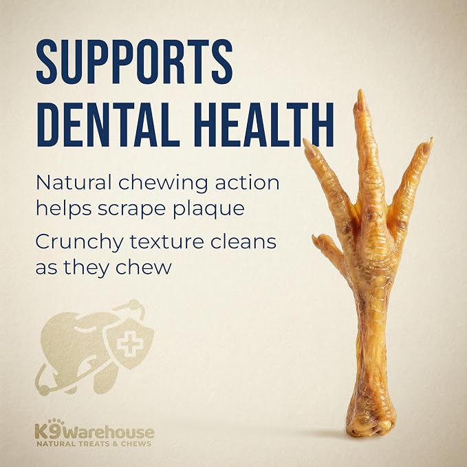 K9warehouse Chicken Feet Dog Treats - 30 Count - Natural Dehydrated Chicken Feet for Dogs - Nutrient-Rich Dog Chicken Feet - Tasty Chicken Foot Chews for Canines - Ideal for Training & Dental Health