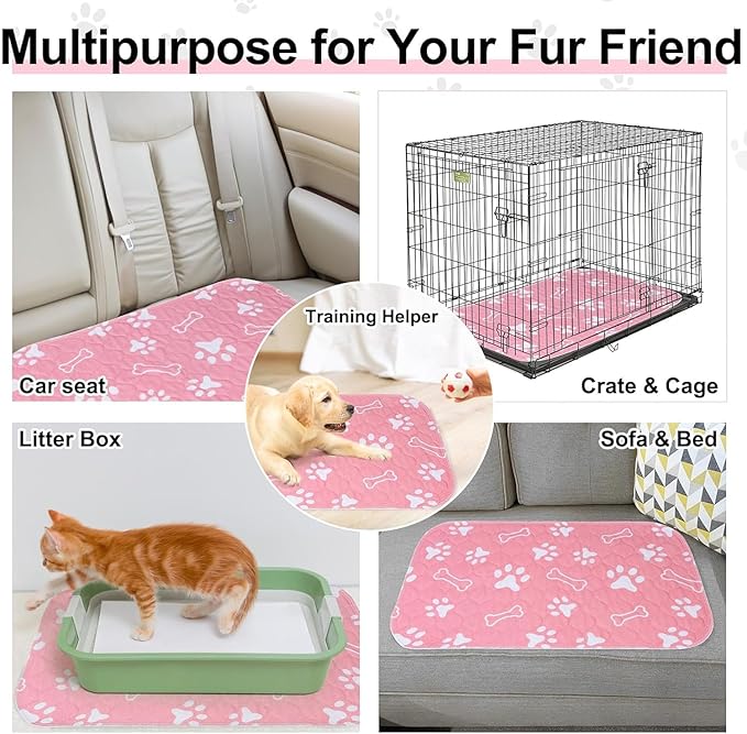 BEAUTYZOO Washable Pee Pads for Dogs, 36" x 72" Extra Large Reusable Puppy Pads, Absorbent Potty Training Dog Mats, Non-Slip Pet Whelping Pads for Incontinence, Housebreak, Crate, Bed, Playpen, Pink