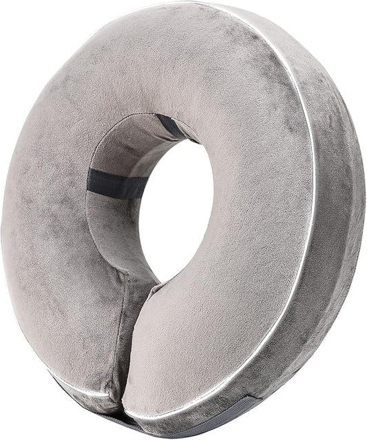 Inflatable Reflective Dog Cone Collar Alternative After Surgery,Doggie Recovery Dount Neck Ecollar,Adjustable Soft Dog Cone Collar for Small Medium Large Dogs (Grey, XXL)