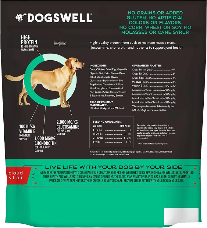 Dogswell Hip & Joint Grillers Dog Treats, Duck, 20 oz. Pouch