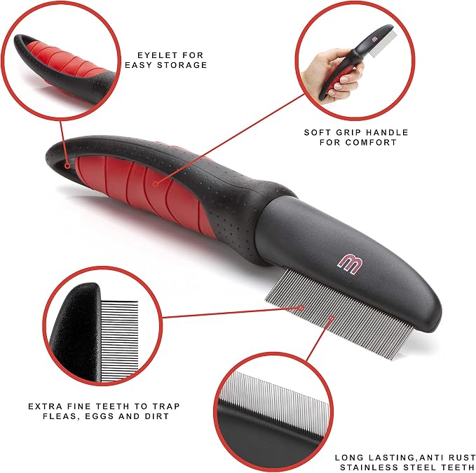 Mikki Dog, Cat Flea Comb - Flea Remover for Small to Medium Sized Pets - Dust, Lice Comb Brush