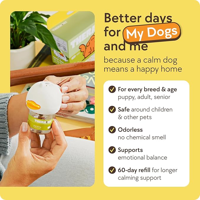 TherapetMD 3-Pack 180-Days Dog Calming Diffuser Kits - Dog Pheromone Diffuser for Stress, Destructive Behavior, Pee Accidents, Separation Anxiety, Aggression & Chewing - Each Include 180-Days Refills