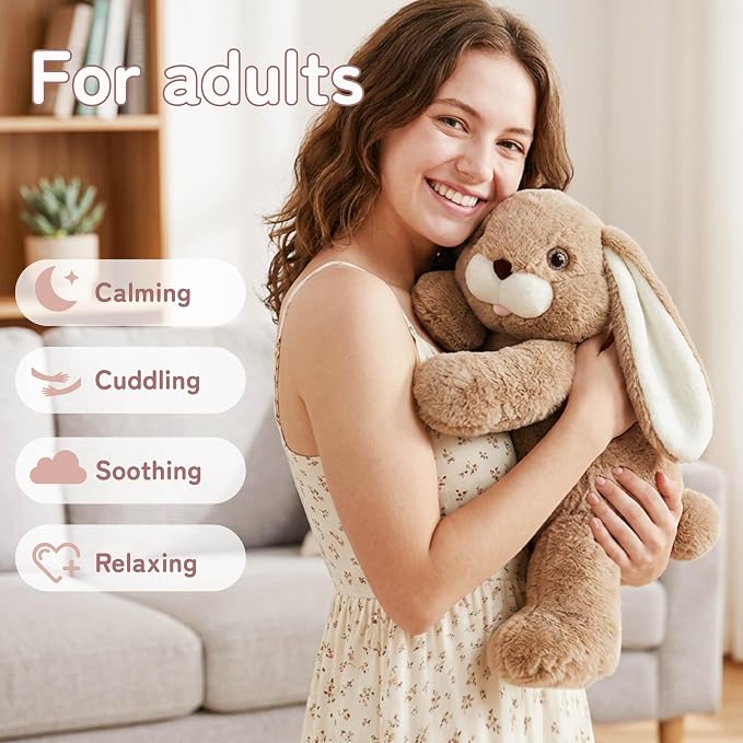 Niuniu Daddy 25" 5lb Bunny Weighted Stuffed Animal forKids and Adults, Soft Sensory Rabbit Plush Body Pillow for Calming Support, Large Animal Toy for Everyday Comfort Christmas Easter