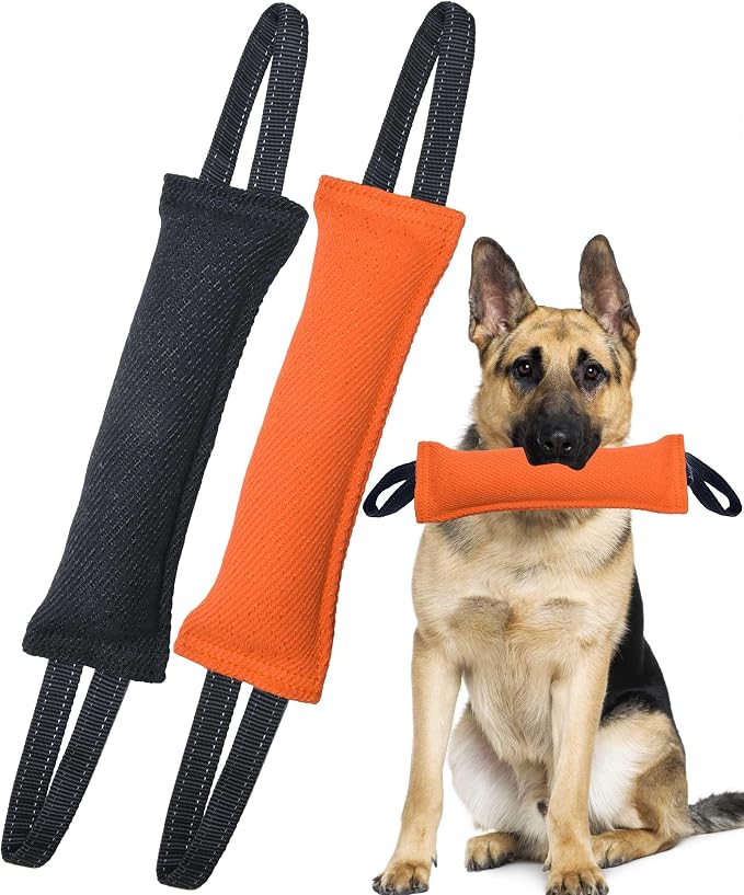 Clysoru Dog Tug Toy Double Pack Tough Jute Bite Pillow Training Equipment Puppy to Large Dogs Interactive