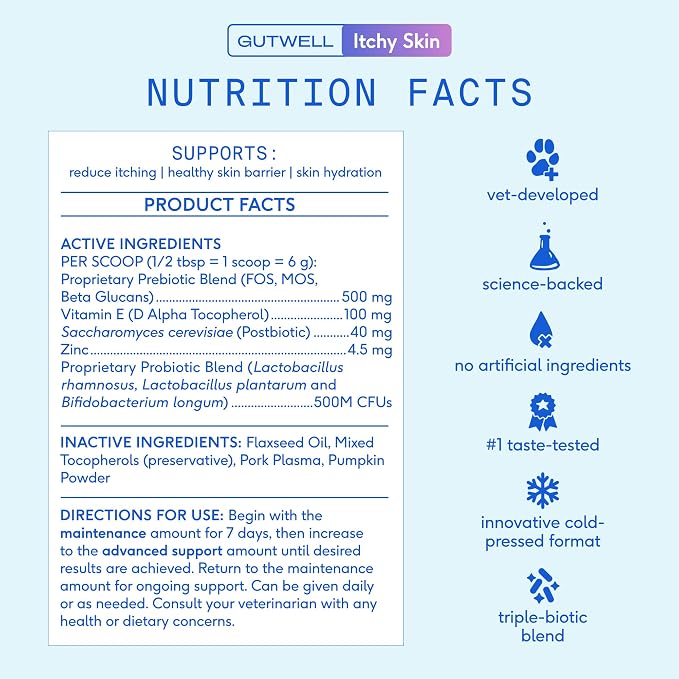 Native Pet Skin & Coat Support Pack Bundle: 60 Scoops GutWell Itchy Skin - Dog Itching Skin Relief & Seasonal Allergy Itch Relief & 8 Oz. Salmon Oil for Dogs & Cats – Pure Omega-3 Fish Oil