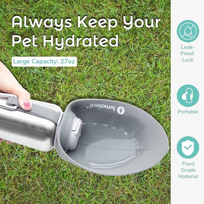 LumoLeaf Travel Dog Bowls and Water Bottle Pack, 2 Collapsible Dog Bowl 10 Cups and 8 Cups for Food or Water, 1 Portable Dog Water Bottle Dispenser