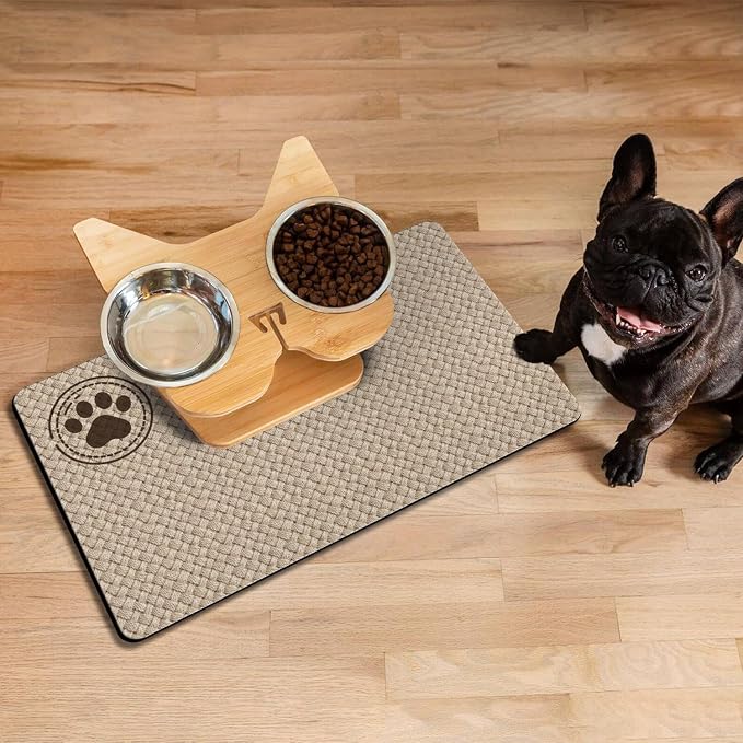 Pet Feeding Mat for Floors Cat Food Mat Waterproof Dog Food Mat and Water Absorbent Quick Dry Non Slip Mat for Cat Bowls