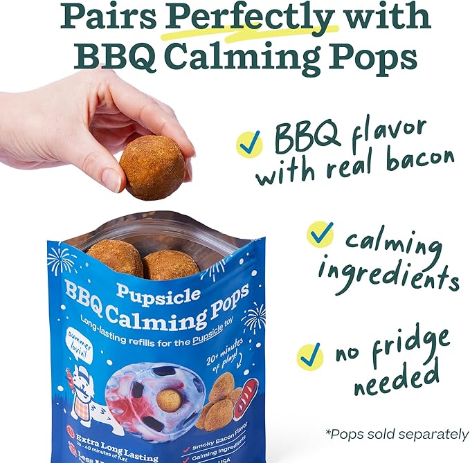 WOOF Pupsicle - Long-Lasting Interactive Dog Ball Toy to Keep Your Pup Busy and Distracted - Safe for Dogs - Low-Mess Design - Dog Toys for Small Dogs 10-25 lbs - July 4th Edition