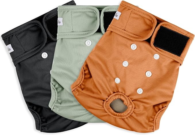 Female Dog Diapers - Premium Reusable Diapers for Doggie in Heat - Highly Absorbent XL Dog Diapers Female for Pet Incontinence with Adjustable Snaps Brown Black, XL