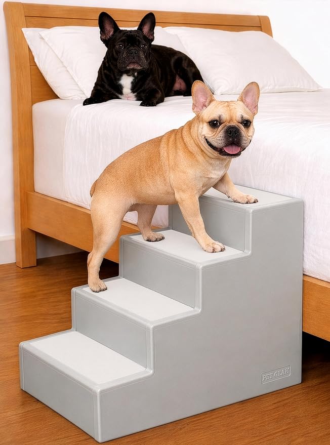 Pet Gear Pet Step IV Pet Stairs for Small Dogs and Cats up to 50 pounds, Lightweight, No Tools Required, 13 Colors to Choose from, Platinum