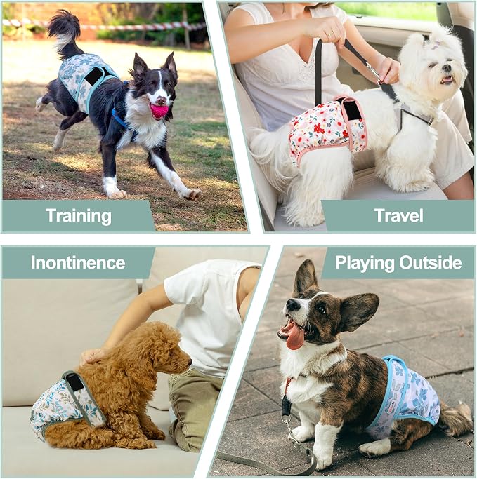 Washable Female Dog Diapers (3 Pack) - No Leak Reusable Diapers for Doggy Female in Period - Highly Absorbent Dog Heat Panties with Adjustable Snaps XXL