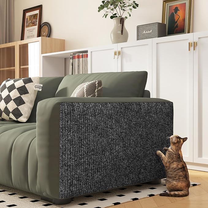 Yenhome 15.7"x80" Cat Scratch Furniture Protector from Cats Scratching Dark Grey Cat Scratcher Mat for Couch Wall Sofa Covering Cat Tower Trimmable Self Adhesive Carpet Protector for Pets