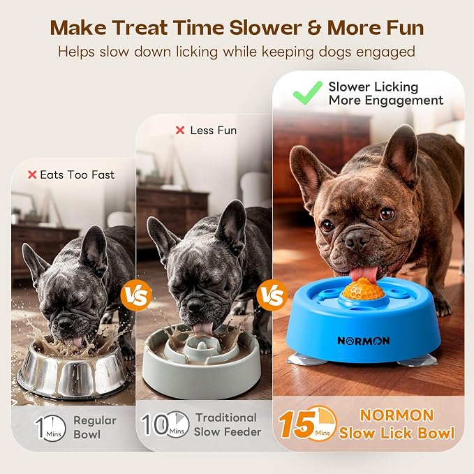 [2026 Upgrade] Dog Slow Feeder Lick Bowl for Liquid Treats [Anti-Choke Enrichment Rolling Ball] with Non-Slip Suction Cups, Interactive Enrichment Licking Bowl for Small, Medium & Large Breeds