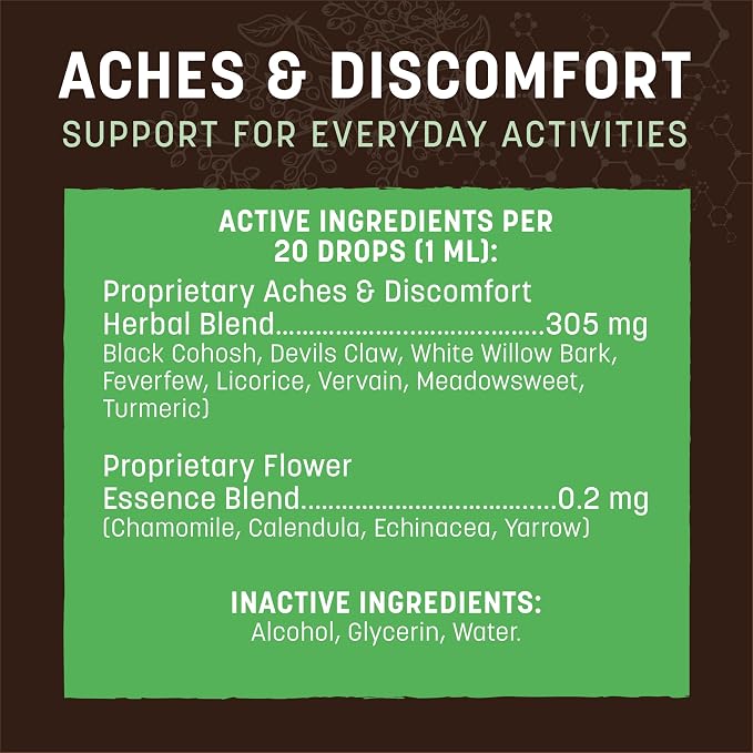 Earth Animal Apothecary Liquid Supplement - Aches & Discomfort Herbal Remedies for Dogs & Cats - 2 fl oz