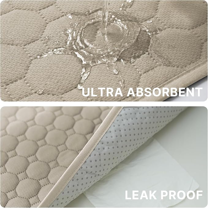 H.VERSAILTEX Premium Washable Pee Pads for Dogs 2 Pack Super Absorbent 100% Waterproof Reusable Non-Slip Quilted Puppy Training Pads for Crate Playpen Whelping & Potty Training(36"x36", Beige)