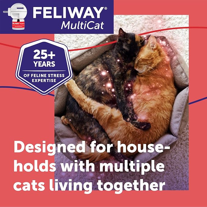 FELIWAY MultiCat 30 Day Cat Calming Pheromone Diffuser Kit & Happy Snack Delicious Calming cat Treats (12-ct Chicken Flavor)