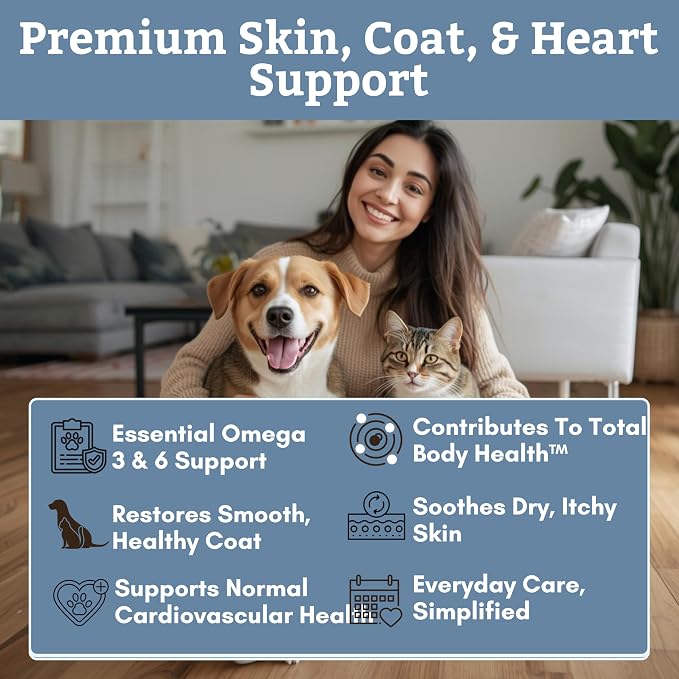 Wholistic Pet Organics Wild Alaskan Salmon Oil for Dogs and Cats - Omega 3 Fish Oil for Dogs & Cats - Cat & Dog Skin and Coat Supplement for Heart, Joints - DHA, EPA Omega 3 Liquid Food Topper - 8 oz
