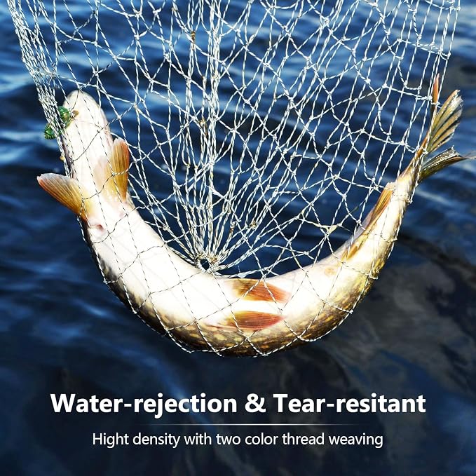 QualyQualy Large Bridge and Pier Fishing Net 32''/39'' Hoop, Foldable Drop Net Pier Fishing for Saltwater with Rope, Landing Net with Nylon Mesh, Collapsible Soft Steel Ring