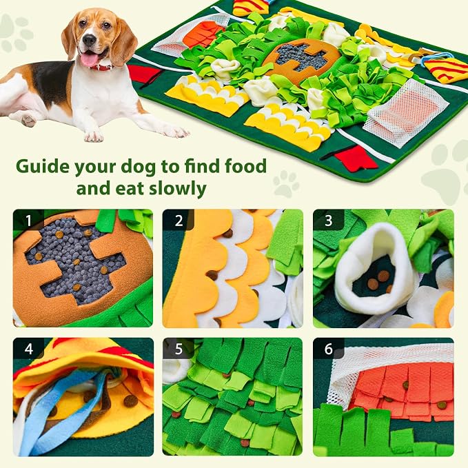 Snuffle Mat for Dogs Large Breed, 24''x32'' Interactive Dog Puzzle Mat for Boredom, Slow Feeder Dog Treat Mat for Training and Stress Relief, Mental Stimulation & Slow Feeding Game for All Breeds