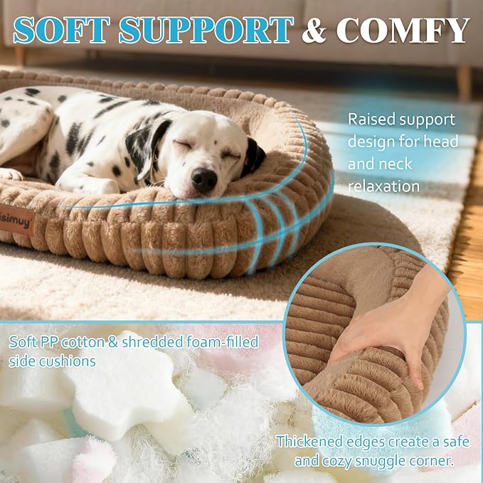 Orthopedic Dog Bed, Hip & Joint Support Extra Large Dog Crate Pad | 43L x 31W x 5.5H, Egg-Crate Memory Foam, Washable Cover, Low Front Entry, Non-Slip Bottom, XXL Dog Bed, Brown