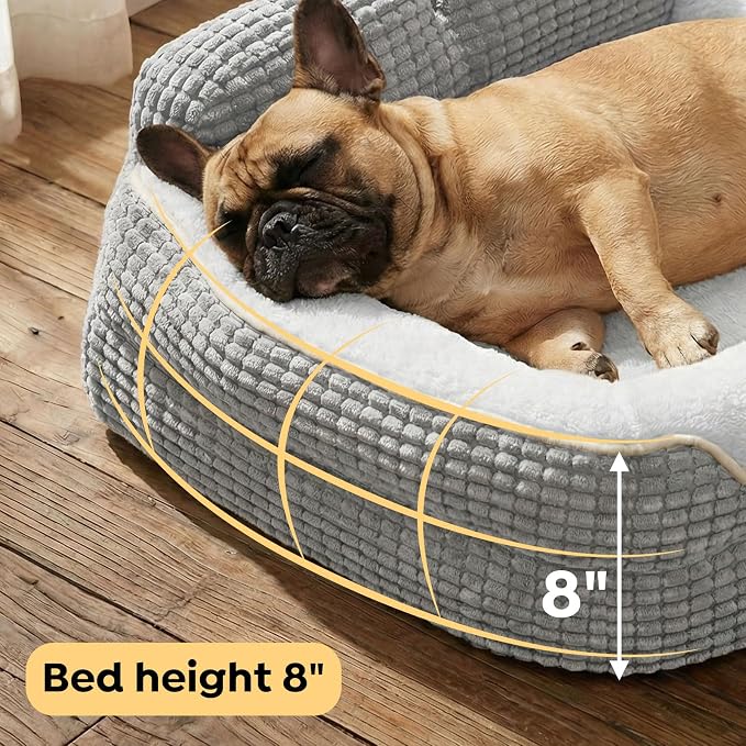 Veehoo Cute Dog Bed for Medium Sized Dogs, Orthopedic Waterproof Medium Pet Beds with Sides, High Back Non-Slip Bottom and Egg-Crate Foam Pet Couch Sofa with Washable Removable Cover Grey, 28"