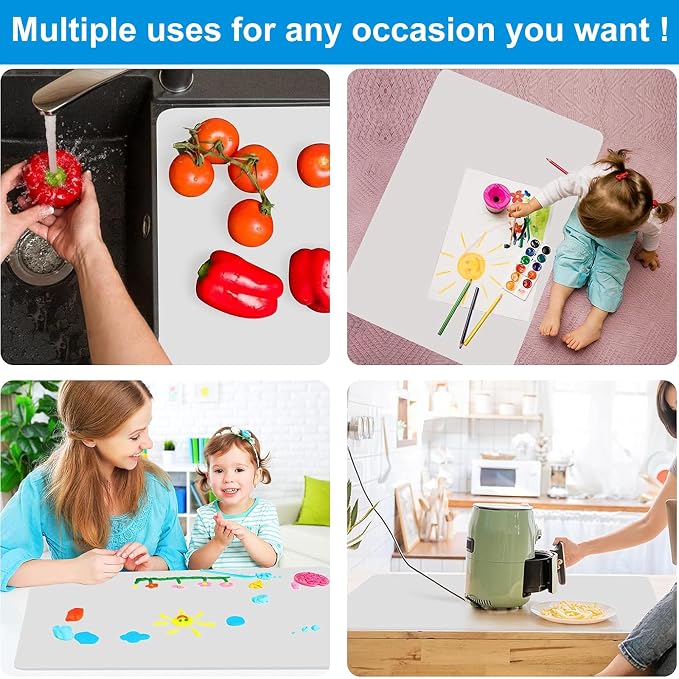 AECHY Silicone Mats for Kitchen Counter 27.5 x 16.5 Inch, 2mm Thick – Multipurpose Silicone Mat Thick Heat Resistant Mat Shipped Rolled Up Kitchen Counter Mat Nonslip Silicone Mats, Translucent