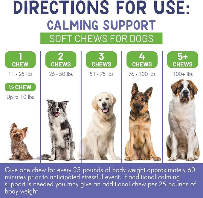 Brave Paws Calming Chews for Dogs - Plant-Based Dog Calming Chews for Anxiety Relief Support with Souroubea - Helps with Dog Separation Anxiety, Stress, Travel & Loud Noises (Fireworks, Thunder)