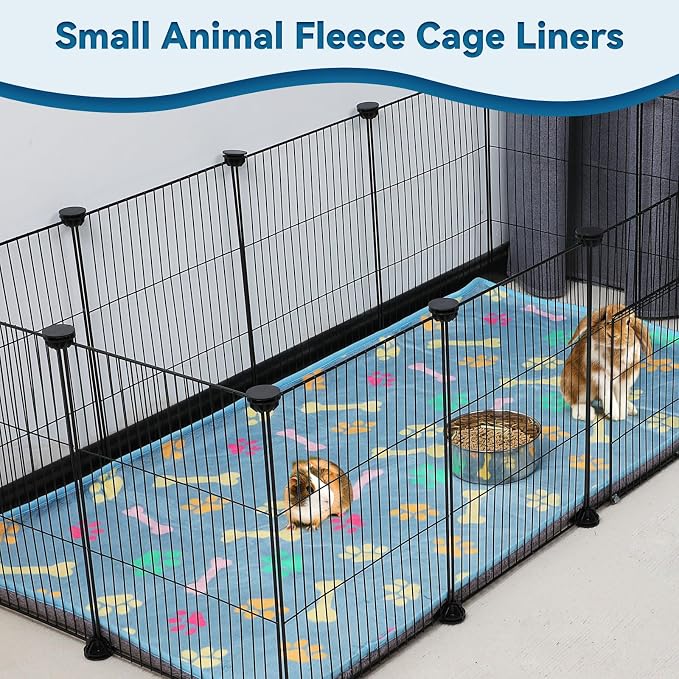 YUEPET 3 Pack Waterproof Guinea Pig Blankets Washable Small Animal Fleece Cage Liners Soft Pet Mat Guinea Pigs Fleece Bedding for Hamster Rabbit Chinchilla Ferret Guinea Pig 48"×24"