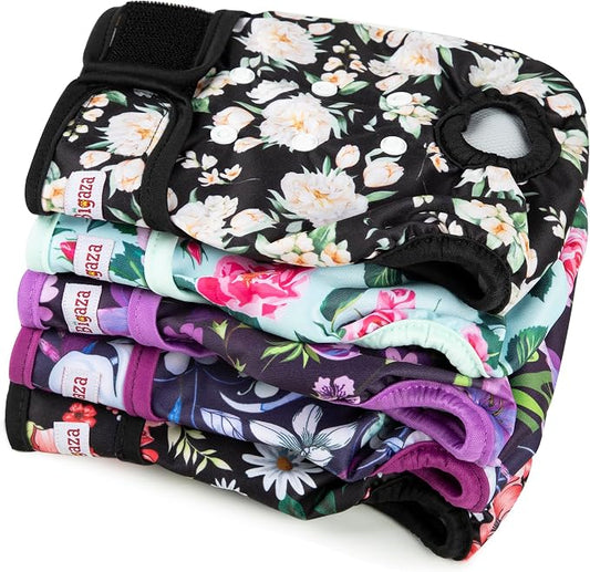 Washable Reusable Female Dog Diapers(5 Pack) Small Medium Large Doggie Puppy & Doggy Dog Diaper, Period Panties in Heat X-Large