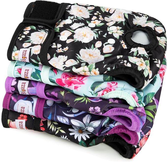 Washable Reusable Female Dog Diapers(5 Pack) Small Medium Large Doggie Puppy & Doggy Dog Diaper, Period Panties in Heat XX-Large
