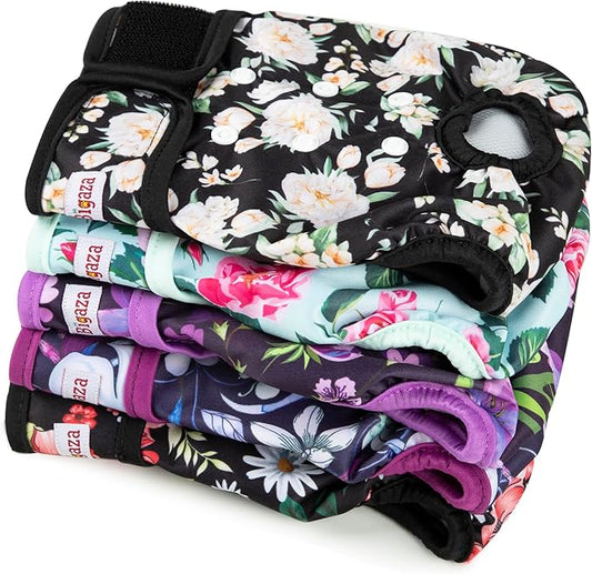 Washable Reusable Female Dog Diapers(5 Pack) Small Medium Large Doggie Puppy & Doggy Dog Diaper, Period Panties in Heat Large