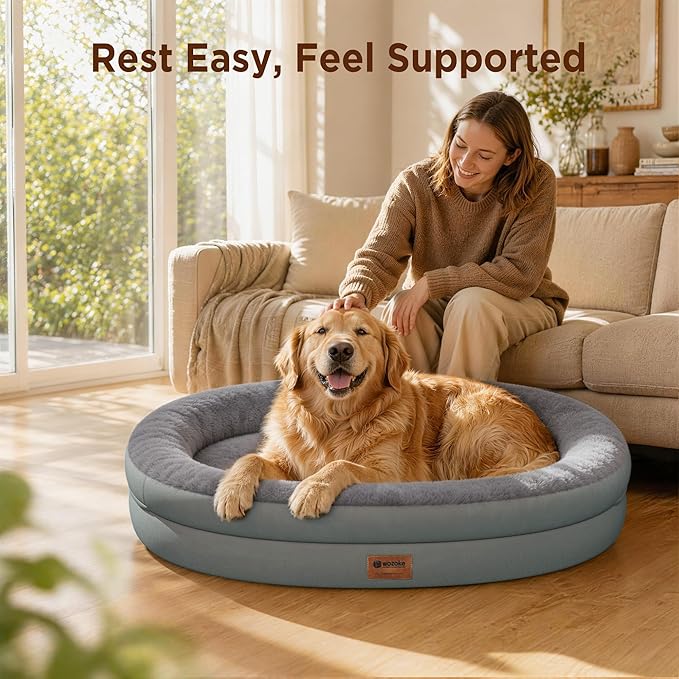 Orthopedic Dog Bed for Medium Dogs, Waterproof Dog Bed with Removable Bolsters, Egg Crate Foam Pet Couch for Medium Size Dog with Machine Washable Cover & Non-Slip Bottom, Grey