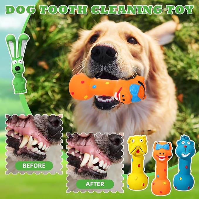 Shappy 20 Pcs Squeaky Dog Toys, Latex Rubber Dog Toys Bulk Soft Squeak Chew Balls Assorted Animals Puppy Fetch Interactive Play for Medium Large Pets(Cute)