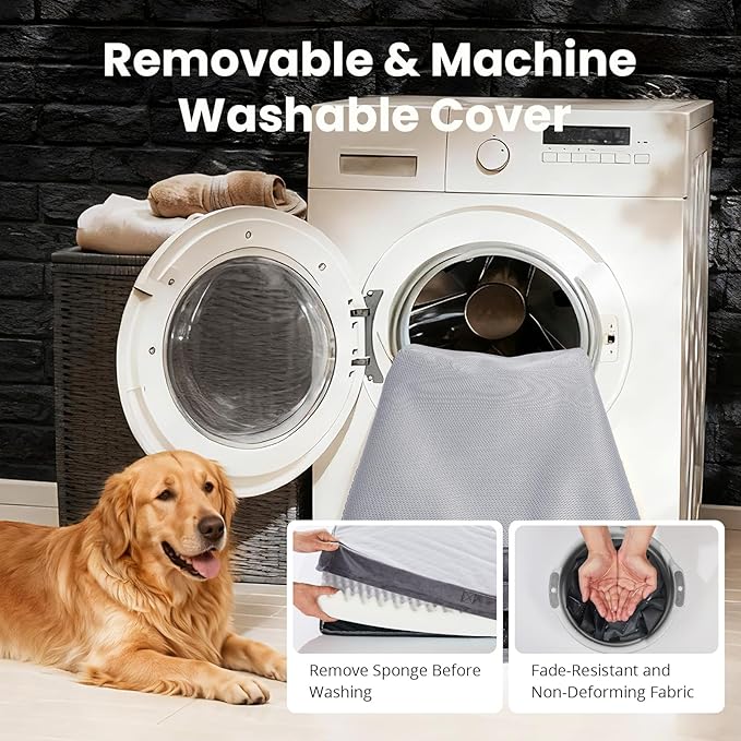 OhGeni Orthopedic Cooling Dog Bed for Extra Large Dogs, Cooling Mat with Machine-Washable Removable Cover in Easy-Clean Fabric, High Density Foam & Easy-Carry Handle, Summer Pad, 41 inch (Gray)