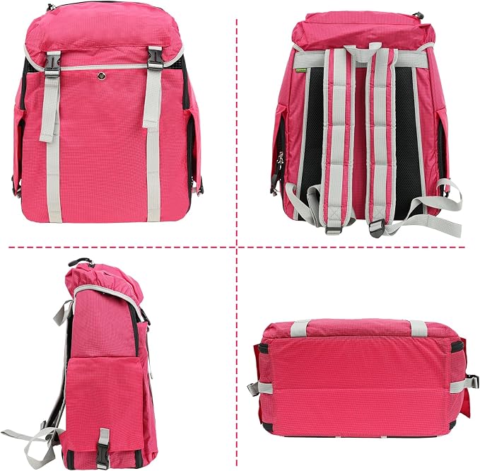 Cat Dog Backpack Carrier for Hiking Travel Portable Pet Daypack for Dog Cat Below 7kg/15.5lbs -Peach Red