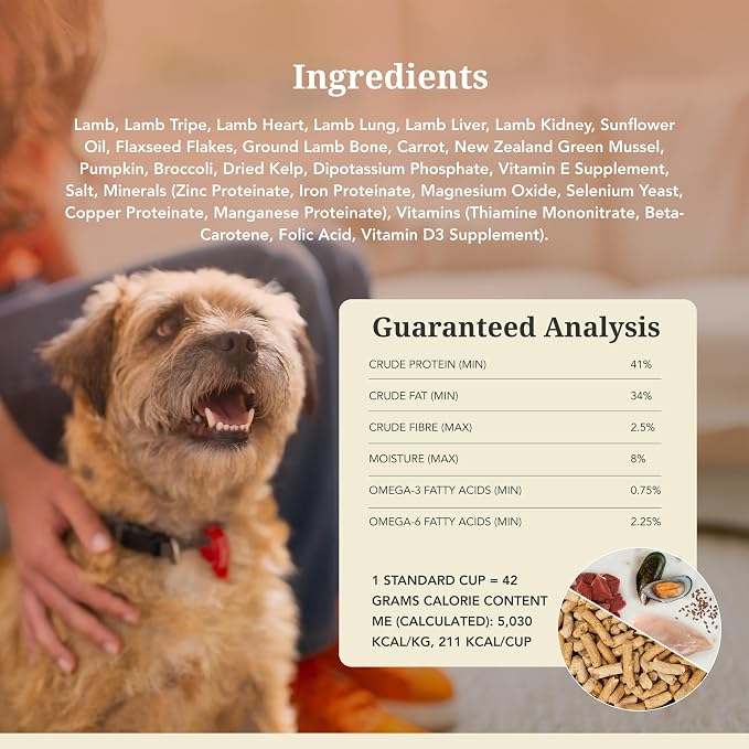 K9 Natural Lamb Freeze Dried Dog Food, High-Meat Natural Complete Meal or Meal Toppers for Dogs, Grass-Fed Lamb from New Zealand, Grain-Free, GMO-Free, Complete & Balanced Nutrition, 4lb